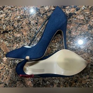 Brand New Denim Beautiful Heels with a Red Rose 🌹